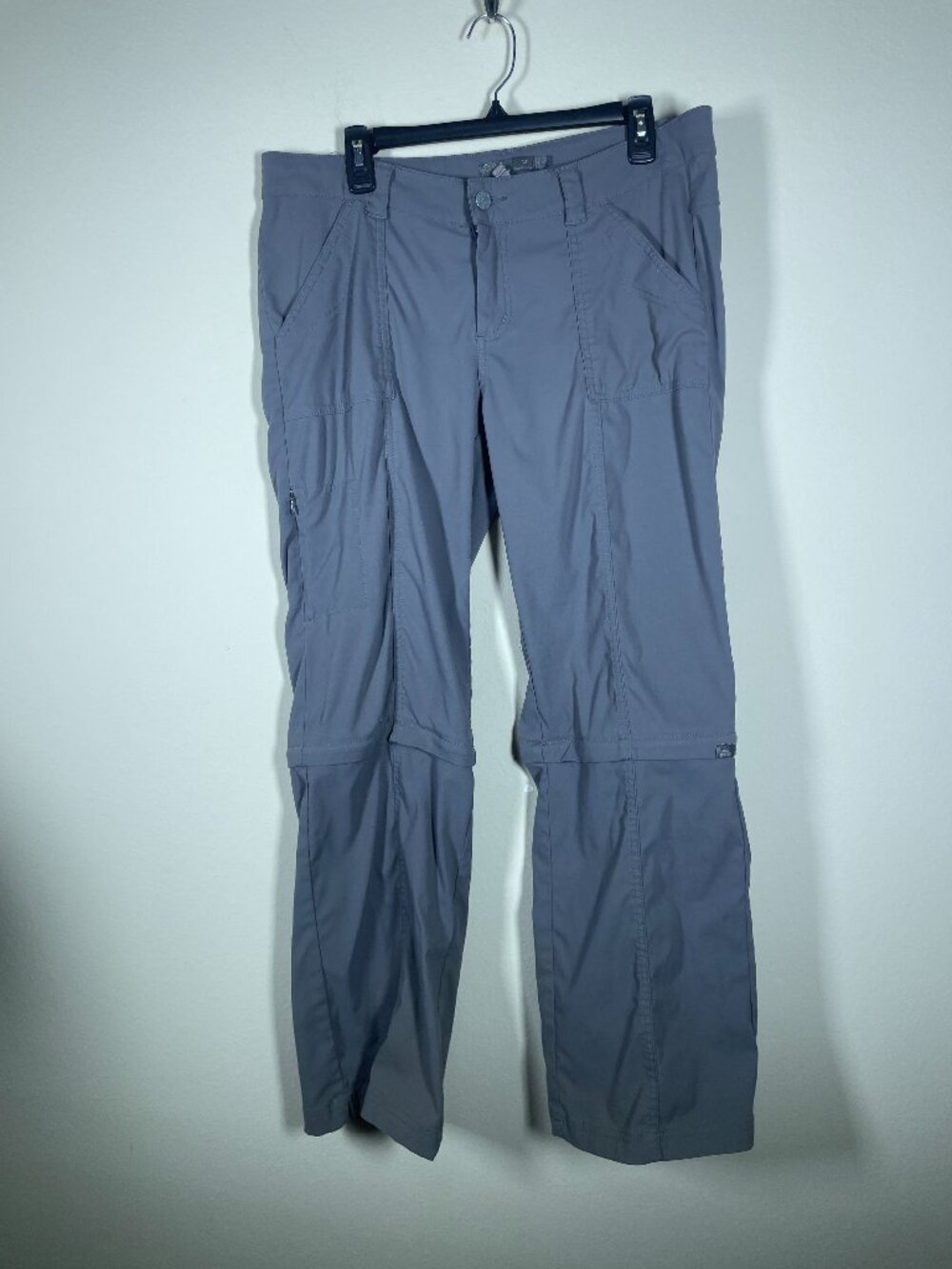 prAna Women's Cargo Pants Sz 12 Gray Zip Off Shorts Hiking Outdoors Casual!